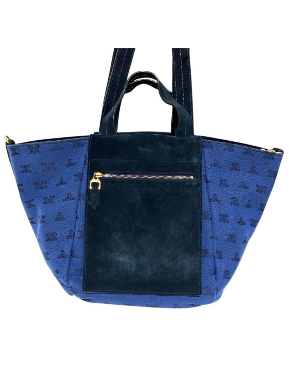 Max Mara Anita Reversible Shoulder Bag Tote Navy